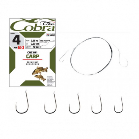 Kabliukai su pavadėliu Cobra Carp 70cm